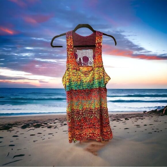 Lane Bryant tank beautiful colors net mesh back - Picture 2 of 12